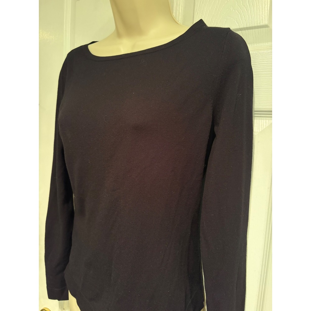 Ann Taylor Womens S Navy Purple Boat Neck Viscose Blend Top Minimalist business